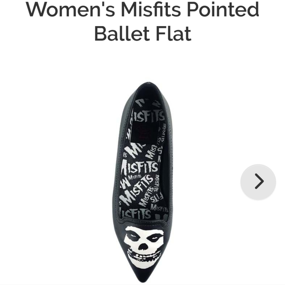 Misfits Logo Pointed Toe Ballet Flat (8) 💀 - Picture 4 of 4